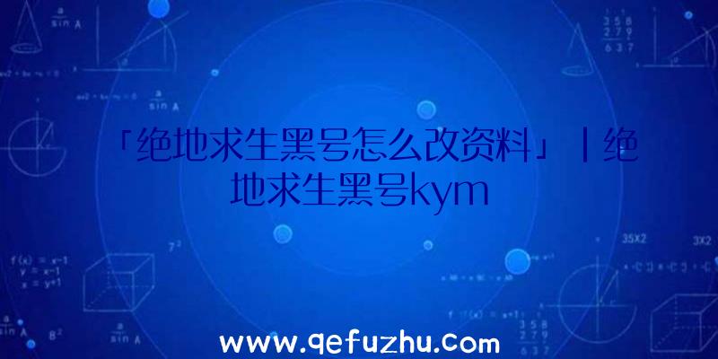 「绝地求生黑号怎么改资料」|绝地求生黑号kym